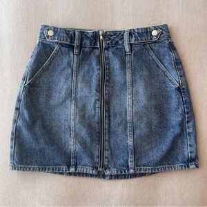 Pacsun Y2K Moto Zipper Mini Denim Skirt Medium Wash Edgy Punk Festival Wear 26